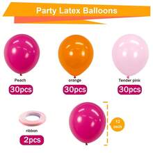 12英寸（30.48厘米）粉色和橙色乳胶气球，加厚淡粉色、橙色、桃色乳胶气球，适用于新娘送礼会、生日、婚礼、热带派对装饰 - 粉紅色橘色 - 查看 11