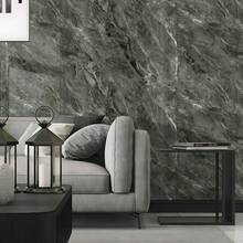 1 卷豪华大理石纹自粘壁纸，防水、防潮、防油、易清洁、无缝图案匹配，适用于客厅、卧室、浴室、厨房和楼梯，墙面装饰 | 无缝墙面设计 | 防水壁纸 - 深灰色 - 查看 3