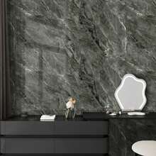 1 卷豪华大理石纹自粘壁纸，防水、防潮、防油、易清洁、无缝图案匹配，适用于客厅、卧室、浴室、厨房和楼梯，墙面装饰 | 无缝墙面设计 | 防水壁纸 - 深灰色 - 查看 6