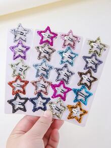 30pcs/Set Girls' Gold & Silver Glitter Star/Pentagram Random Style Cute Simple Barrettes Hair Clips For Bangs, Suitable For Daily Use - Multicolor - View 2