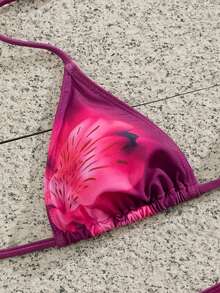 Bộ bikini dự tiệc gợi cảm, in họa tiết nhún bèo mềm mại mới, đồ bơi thời trang bãi biển mùa hè cho nữ - Màu tím - Xem 6