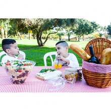 5 Foot 60 X 30 Inch Red & White Checkered Tablecloth Elastic Corner Fitted Rectangular Folding Vinyl Table Cover Cloth Xmas Plastic Waterproof Picnic Party Home For Indoor Outdoor Use,One-Size,Red&WhiteChecker720inchx360inchRectangular - 紅白格子圖案,720吋x360吋長方形 - 查看 5