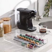 Navaris Dispensador de Capsulas de cafe para  y Tassimo - Caja Capsulas Cafe y Soporte para Cafetera - Portacapsulas de Cafe para 50 Capsulas - Acrilico Transparente - Transparente - Ver 2