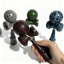1pc Kendama Sword Ball Toy, Unisex Colorful Cracked Wooden Balance Training Equipment, Outdoor Leisure Skill Development Set, Random Cracked Pattern - Multicolor - View 9