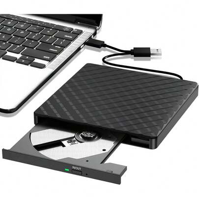 Unidad de CD/DVD Externa para Portátil, USB 3.0 CD DVD +/- Grabadora de DVD, lector de CD ROM Externo Grabadora Unidad óptica Compatible con Portátil PC 11/10/8.1/Linux