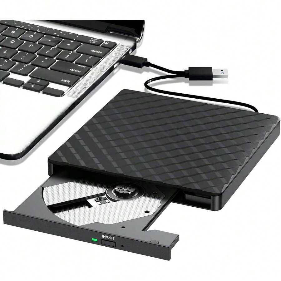 Unidad de CD/DVD Externa para Portátil, USB 3.0 CD DVD +/- Grabadora de DVD, lector de CD ROM Externo Grabadora Unidad óptica Compatible con Portátil PC 11/10/8.1/Linux - 1 - Ver 1