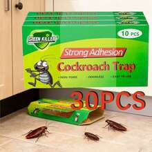 30 Pieces Cockroach Trap - Indoor Use Sticky Board, No Need For Power, Essential Cleaning Supplies For Small Space Corner Roach Eradication - 綠色 30 件 - 查看 1