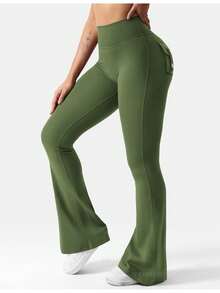 Winter Clothes For Women Leggings For Women Flare Leggings With Pockets For Women Scrunch Workout Leggings Butt Lifting Gym Yoga Pants,Winter Clothes For Women,Leggings For Women, Fall Clothes For Women Christmas Gifts - 軍綠色 - 查看 3