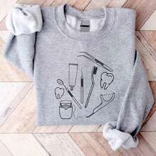Christmas Outfit WomenDental Tooth Sweatshirt, Dentist Sweater, Dental Hygienist Sweatshirts, Gift For Dental Student, Dental Assistant Sweaters, Dentists Sweatshirts. SD-1251Loose And Comfortablethanksgiving Outfit Women - Xám - Xem 7