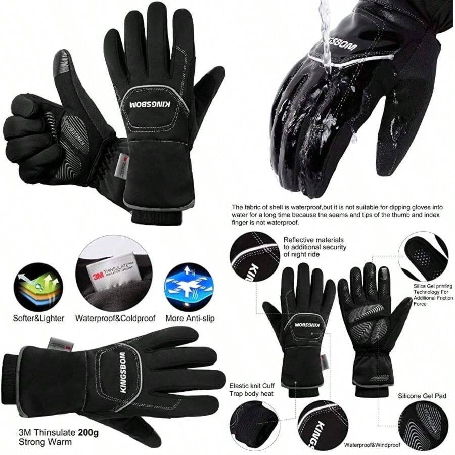 -40℉ & Windproof Thermal Gloves - Thinsulate Winter Touch Screen Warm Gloves - for Cycling,Riding,Running,Outdoor Sports - for Women and Men - Black - XX-Large(default) - Multicolor - Ver 1