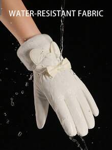 Rabbit Ear Decor Ski Gloves, Thick Warm Touchscreen Winter Ski Gloves, Suitable For Winter Sports Such As Skiing, Cycling, Hiking, Trekking - Multicolor - View 7