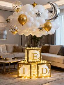 3pcs Gold Balloon Boxes, Balloon Box, Building Block Party Supplies Colorful Balloon Box, Shower Balloon Box, Building Block Birthday Party Decorations For Adults, Birthday Party Decorations - Multicolor - View 6