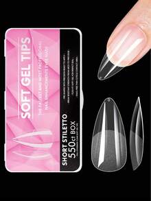 550 قطعة أظافر صناعية كاملة التغطية بأشكال مختلفة (مدببة، لوزية، مربعة، تابوت) لتمديد الأظافر وتطبيق طلاء جل قابل للنزع، إكسسوارات DIY