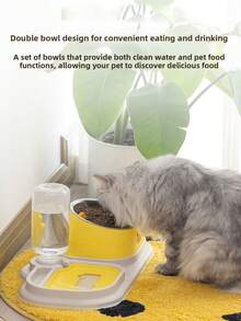 3-In-1 Cat/Dog Food & Water Bowl Set, Detachable Slanted Slow Feeder Bowl With Automatic Water Dispenser, Suitable For Cats And Small/Medium Dogs - Multicolor - View 4