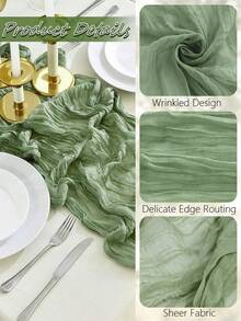Sage Green Cheesecloth Table Runner 120 Inch Boho Gauze Table Runners, Rustic Sheer Cheese Cloth Table Runners For Wedding, Baby Shower, Birthday Party, Home Decor - Multicolor - View 3