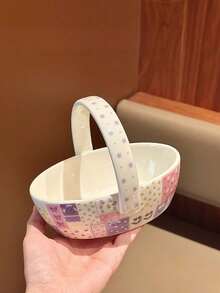 一套精美花卉陶瓷餐具，包括高品质陶瓷水果篮、收纳篮、咖啡杯、早餐牛奶杯和甜点杯，适用于家庭、餐厅、咖啡馆、礼品、派对等场合。 - 彩色 - 查看 13