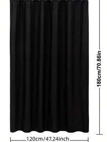 1pc Shower Curtain With Plastic Hooks, Waterproof Mildew-Resistant Polyester Material, Machine Washable, Bathroom Divider Curtain, Bathroom Decor, Easy Installation, Essential Bathroom Accessory For Autumn And Back To School Season - Black - View 12