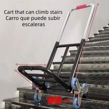 This Small Cart Makes Climbing Stairs Easier. It's An Ideal Tool For Moving, Transporting Heavy Items, And Moving Luggage. It Can Also Be Used As A Hand Truck Or Shopping Cart. It's Portable, Foldable, And Very Practical. - Black - View 5