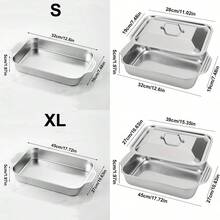 Stainless Steel Baking Tray With Lid - Non-Stick Rectangular Baking Pan, Suitable For Desserts, Breads, Seafood - Ideal For Grilling, Buffets, Holidays And Commercial Kitchens, High-Quality Polished Surface