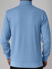 Men's Turtleneck Long Sleeve Knit Sweater - Blue - View 2