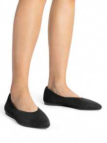 Women Knit Flats Pointed Toe Ballet Flats Comfortable Arch Support Dress Work Office Business Casual Slip-On Flats Shoes - 黑色 - 查看 6