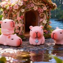 6 bức tượng nhỏ hình con chuột lang nước bằng nhựa mini màu hồng nhỏ xíu dùng để trang trí bảng điều khiển xe hơi, động vật bằng nhựa mini dùng để trang trí nhà cửa trong vườn cổ tích (Màu ngẫu nhiên) - Nhiều màu - Xem 7