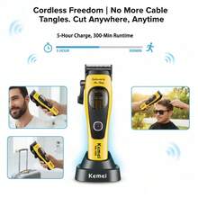 Kemei 男士专业理发器套装，磁悬浮理发器，专业理发师使用，USB充电式理发器，适用于理发店和家庭沙龙，男士礼物，情人节礼物 - 彩色 - 查看 5