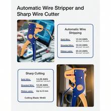 TTJM VCELINK Wire Stripper And Cutter Professional Quick Strip Automatic Wire Stripper 2 In 1 Adjustable Electrical Cable Wire Stripping ToolandEagle Nose Self-Adjusting Wire Pliers 7-Inch - YellowBlue - 查看 2