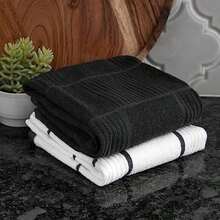 T-Fal Textiles 60959 - Paquete de 2 Toallas de Cocina de 100% algodón, Color , sólido/a Cuadros, Paquete de 2 Unidades (Paquete de 1)(Gris antracita) - Multicolor - Ver 6