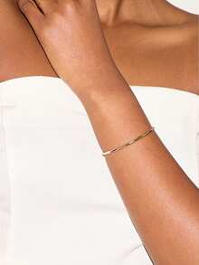 1件极简主义钛钢手镯，轻盈奢华设计，百搭时尚 - 金色 - 查看 1