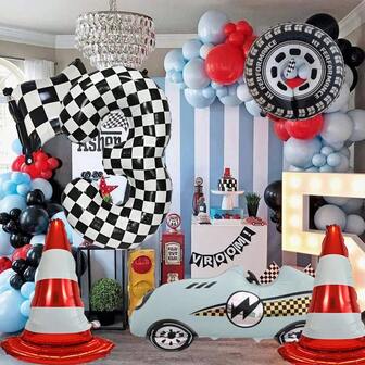 40-Inch Large Balloon Numbers 0-9,3D Racing Roadblock Tire-Shaped Balloons, Suitable For Birthday Party, Racing-Themed Party Decorations Shower Parties, Graduation Parties, Anniversary Celebrations,Party Decor Happy Birthday