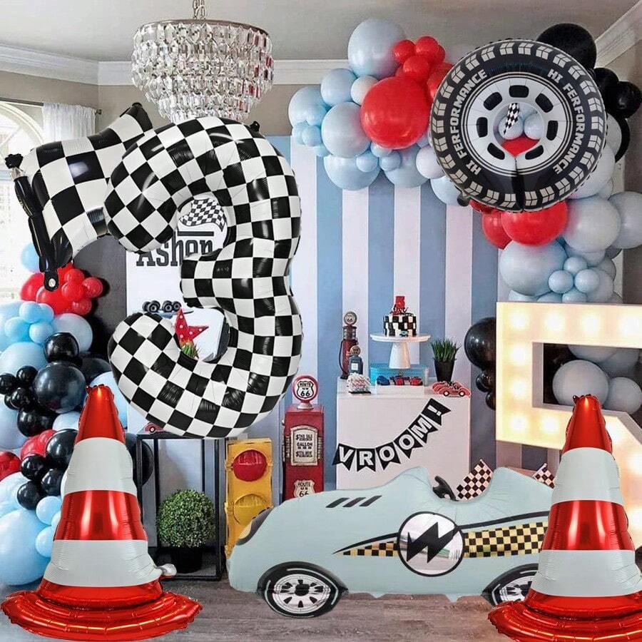 Números de globo grandes de 40 pulgadas del 0 al 9, globos con forma de neumático de bloqueo de carretera 3D, adecuados para fiestas de cumpleaños, decoraciones de fiestas con temática de carreras, fiestas de baby shower, fiestas de graduación, celebraciones de aniversario, decoración de fiesta Feliz cumpleaños - Multicolor - Ver 1