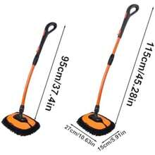 Genérico Car Wash Mop, Car Cleaning Mop, Aluminum Alloy, Chenille Long Handle No Scratch Extendable Duster for Automotive, Truck, Vehicle Dirt Dust Detailing, Auto Washing Tool, 27x15cm(default) - Multicolor - Ver 3