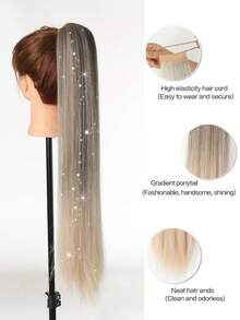 Ponytail Extension -28 Inch Rubber Band Long Straight Ponytail Female Extension, Soft Synthetic Clip Ponytail Wig - Multicolor - View 2