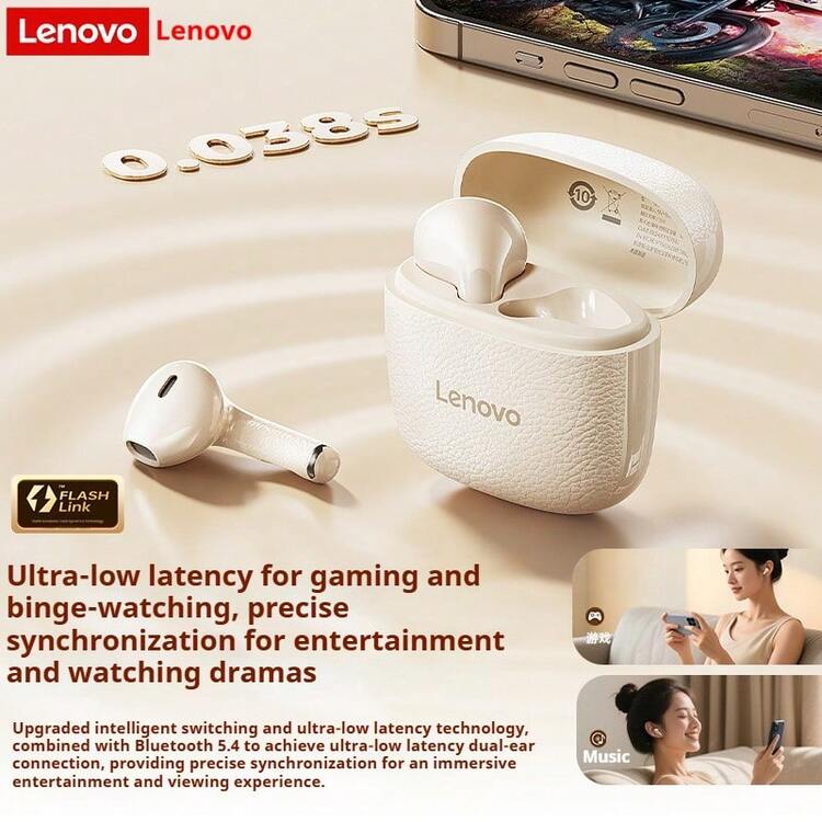 Lenovo EA166 Bluetooth 5.4 Earphones: High-Quality Sound, Smart Noise Cancelling Calls, IPX5 Waterproof & Sweatproof, Ultra-Low Latency - Black - View 2