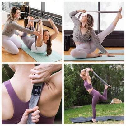 Cinch Cotton Yoga Strap - Strong Cotton, Quiet Cinch - Style, Long Length Great Taller People