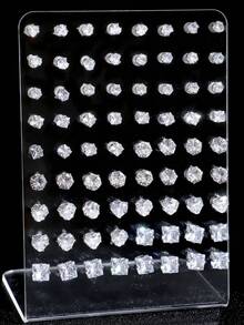 72/48/24/6件套时尚简约心形及圆形立方氧化锆仿珍珠耳钉套装，男女皆宜日常佩戴，圣诞节、情人节、新年理想礼物，高性价比珠宝，快速发货（随机发货） - 彩色 - 查看 3