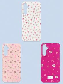 3 piezas Fundas de teléfono con estampado floral y de lazo, estilo dulce, romántico y lindo, compatibles con 17/17 Air/17 Pro/17 Pro Max, Galaxy S26/S26 Plus/S26 Ultra, rosa/blanco/rojo rosa - Multicolor - Ver 20