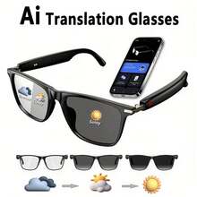 AI Translation Smart Color-Changing Glasses, Support Over 100 Languages Real-Time Translation, Unisex Translation Smart Glasses, ChatGPT System, IP67 Waterproof, Brand New Multi-Functional Audio Glasses