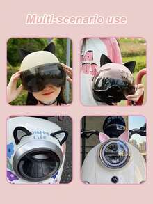 2Pcs 3D Cute Cat Ears Helmet Decor – Colorful Cartoon Animal Accessories For Motorcycle, E-Bike, Scooter, Bike Helmet, Fun & Stylish Headwear Decoration