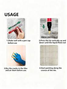 Tile Repair Pen, Suitable For Cleaning Bathroom Floor Grout, Waterproofing, Mildew Prevention, And Beautifying Tile Repair And Grout Sealing. A Great Gift For Family And Friends, Including Holiday Gifts, Christmas Gifts, Home Goods, And New Year's Gifts (Packaging Style Sent Randomly). - one-size - View 3