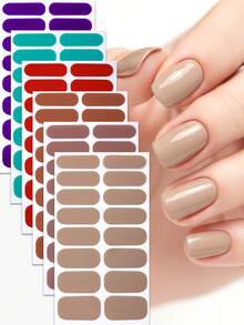 1pc Plain Nail Polish Strip, Pink Nails Multi-Colour Nail Stickers, Easy Manicure, Full Nail Kit Suitable For Ladies' Home DIY Nail Supplies - Multicolor - View 1