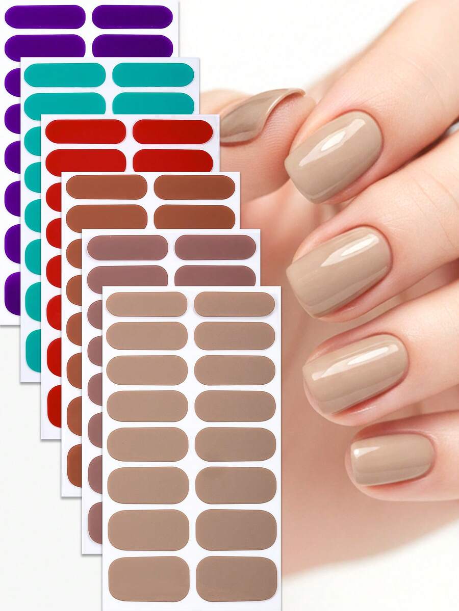 1pc Plain Nail Polish Strip, Pink Nails Multi-Colour Nail Stickers, Easy Manicure, Full Nail Kit Suitable For Ladies' Home DIY Nail Supplies - Multicolor - View 1