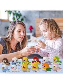 迷你鹦鹉积木套装，儿童生日礼物，动物拼装模型，迷你积木鸟类系列玩具