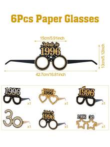 1套/6个黑色金色生日纸杯，2026限量版，生日元素设计纸杯，生日快乐纸杯，18/30/40/50/60/70岁生日派对装饰，生日派对用品，拍照道具，生日派对小礼物，生日礼物，生日装饰品，30/40/50/60岁生日派对用品 - 黑金生日 - 查看 17