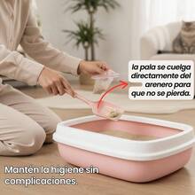 Kit Arenero Hipoalergnico Anti Olor, 3kg de y Plato Dobre - Arenero para Gatos con Aglutinante 3kg Azul - inicial - Ver 3