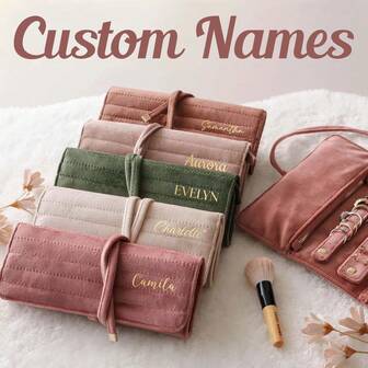 Personalized Velvet Jewelry Roll, Monogram Combination Travel Jewelry Storage Box, Bridesmaid Proposal Gift, Wedding Favor, Holiday Gift, Travel Gift, Jewelry Box, Gift For Her, Personalized Gift, Bridesmaid Gift, Jewelry Roll, Jewelry Box, Birthday Gift, Gift For Friend, Wedding Favor, Bridal Shower Gift