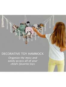 1pc Large Boho Style Plush Doll Net Or Hammock, Plush Doll Hammock, Plush Doll Storage Corner Hanging Net Rack With Tassel Hooks, Suitable For Bedroom Decor, Autumn Decor, Holiday Decor, Room Decor, Home Decor, Spring/Autumn Decor, Bedroom Decor