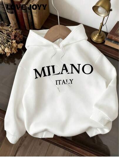 بلوزة هوديي بسيطة كاجوال للنساء من ماركة LOVE JOYY، بنمط ميلانو الأبيض، فضفاضة، مبطنة بطبقة حرارية سميكة، مناسبة للخريف والشتاء، أكمام طويلة، ملابس للعودة إلى المدرسة في الخريف والشتاء