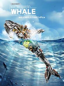 687pcs Mechanical Shark Building Blocks Set - Full Articulation, Interactive Linkage System, With LED Lights | Advanced Assembly Toy Suitable For Teens And Adults - Multicolor - View 10